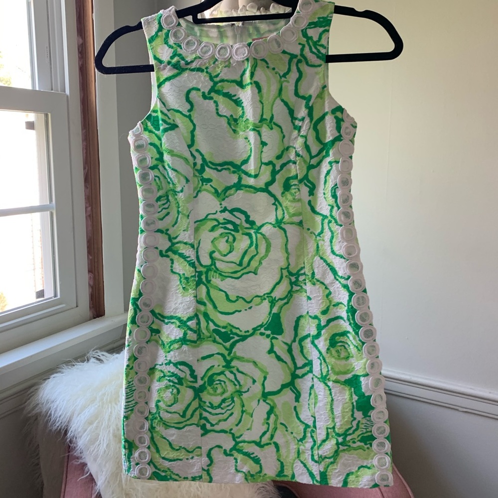 LILLY PULITZER - Green and White Dress with Detail